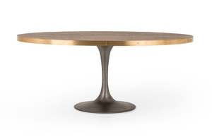 Edmonds 72" Reclaimed Oak Oval Dining Table - Iron + Polished Brass