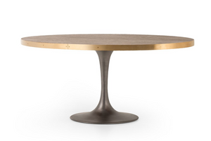 Edmonds 72" Reclaimed Oak Oval Dining Table - Iron + Polished Brass