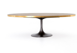 Edmonds 98" Reclaimed Oak Oval Dining Table - Iron + Polished Brass