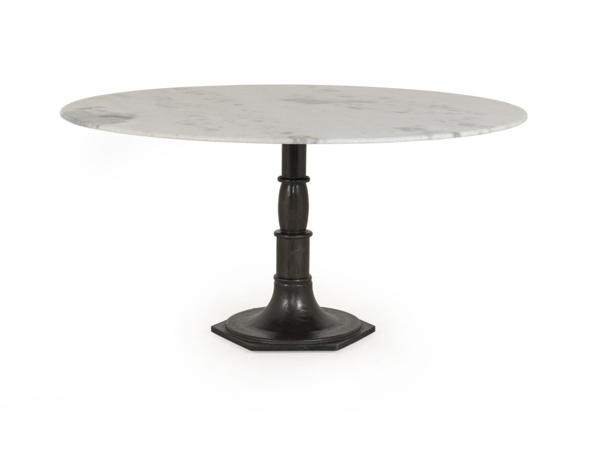 Elizabeth 60" Marble + Iron Round Dining Table