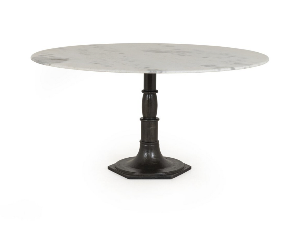 Elizabeth 60" Marble + Iron Round Dining Table