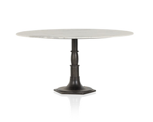 Elizabeth 60" Marble + Iron Round Dining Table