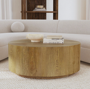 Dane 42" Round Oak Coffee Table Table - Medium Brown