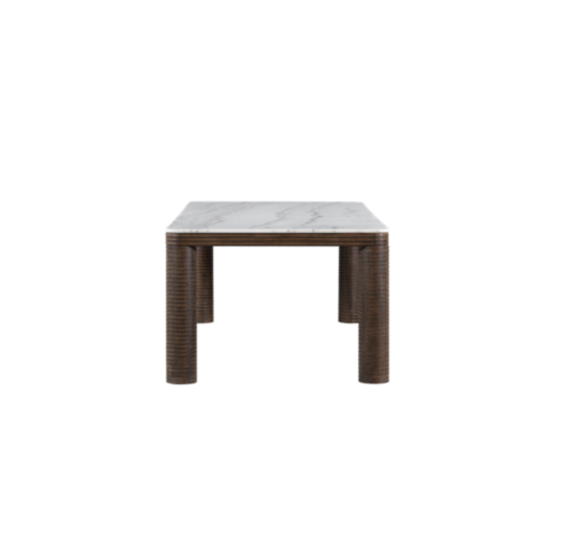 Dimetrie 95" Dining Table- Medium Cinder and Grecian White Marble