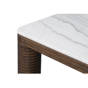 Dimetrie 95" Dining Table- Medium Cinder and Grecian White Marble