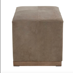 Felicity Small Leather Ottoman - Smoke Suede