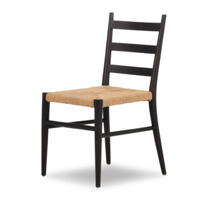 Aubrey Ladder Back Dining Chair - Ebony + Natural