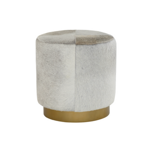 Jensen Small Ottoman- Frosted Hide and Antique Brass