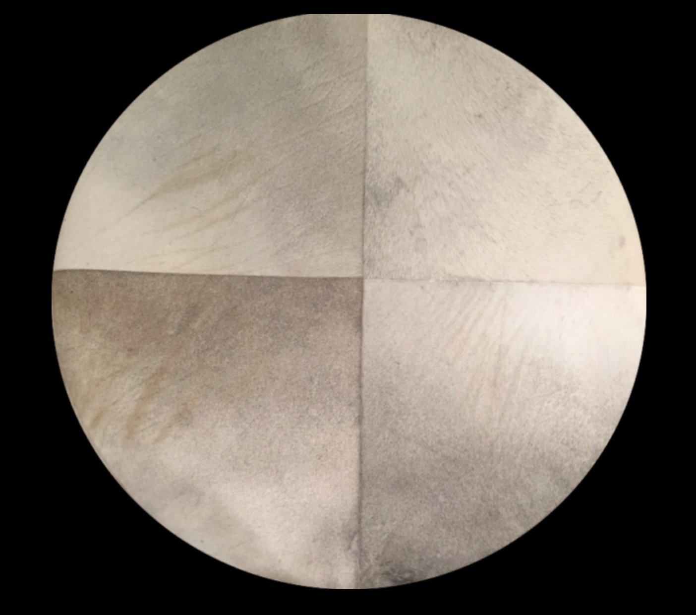 Jerilyn 18" Top Grain Leather Cowhide Ottoman- Frost & Brass