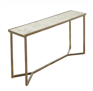 Kure Console Table- Cloud Marble and Gunmetal