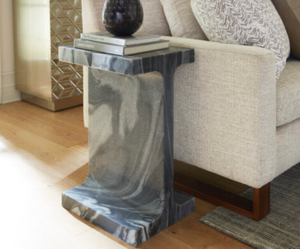 Solitaire End Table- Storm Cloud. Marble