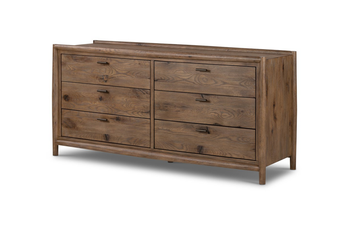 Hutchinson 65" 6 Drawer Dresser - Weathered Oak