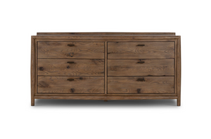 Hutchinson 65" 6 Drawer Dresser - Weathered Oak