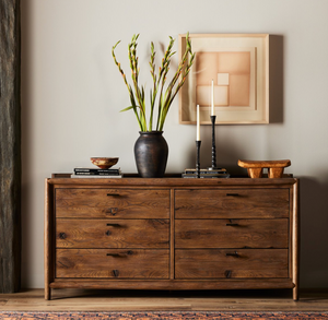 Hutchinson 65" 6 Drawer Dresser - Weathered Oak