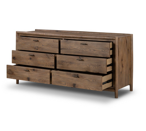 Hutchinson 65" 6 Drawer Dresser - Weathered Oak