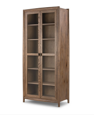 Hutchinson 38" Glass Front Bookcase - Weathered Oak