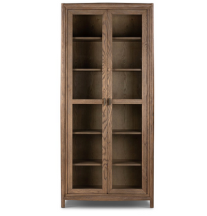 Hutchinson 38" Glass Front Bookcase - Weathered Oak