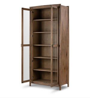 Hutchinson 38" Glass Front Bookcase - Weathered Oak