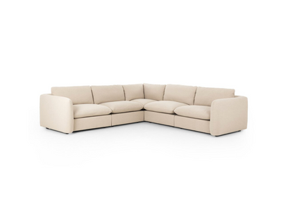 Fuentes 122" 5 Cushion Sectional - Performance Taupe Linen