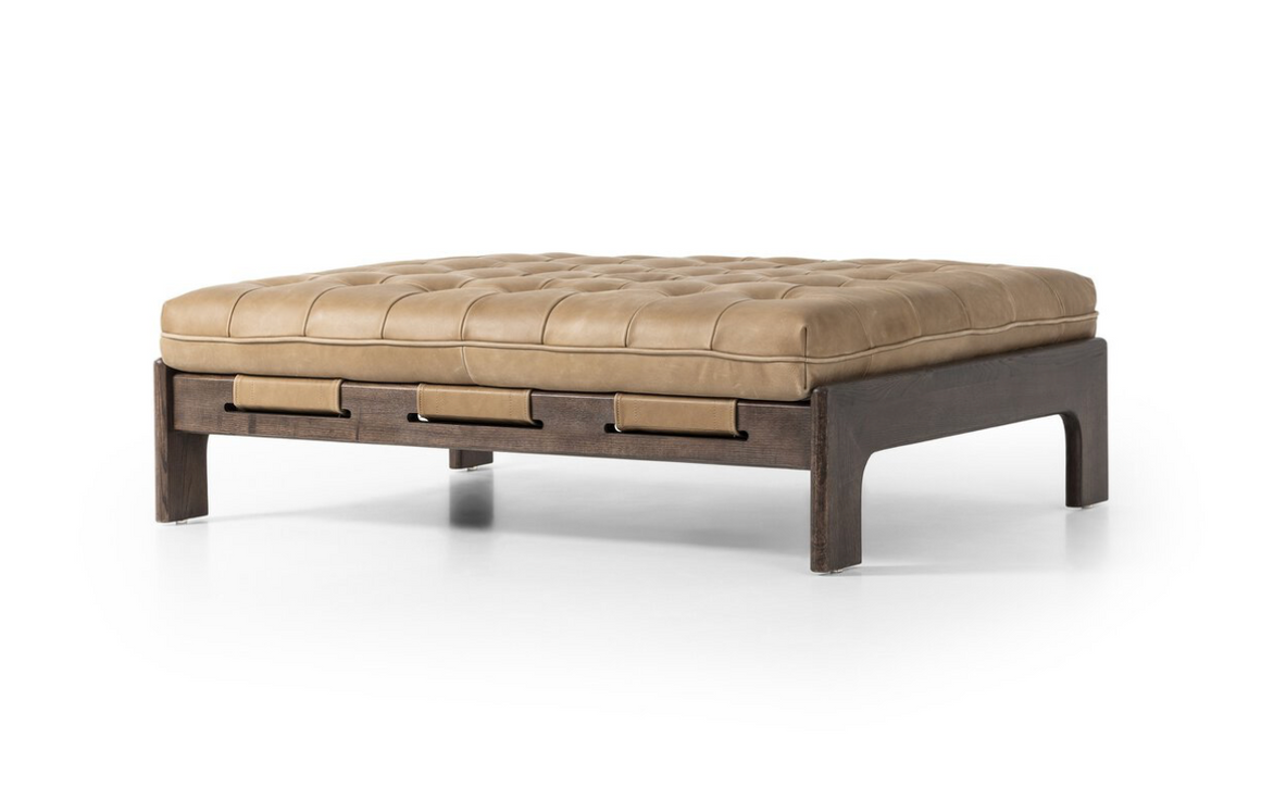 Hampton 50" Top Grain Leather Cocktail Ottoman - Palermo Drift