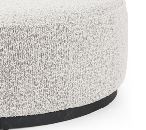 Johnna 36" Round Ottoman - Performance Knoll Grey Boucle