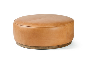 Johnna 36" Round Ottoman - Butterscotch Leather