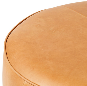 Johnna 36" Round Ottoman - Butterscotch Leather