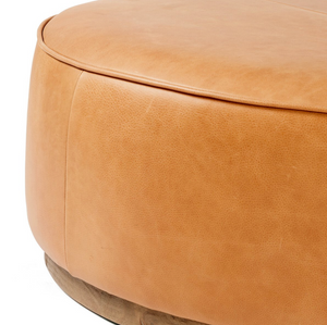 Johnna 36" Round Ottoman - Butterscotch Leather