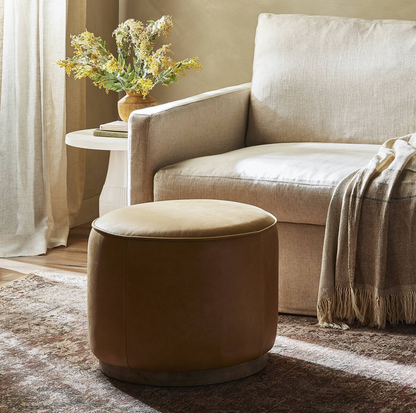 Johnna 22" Ottoman - Butterscotch Leather