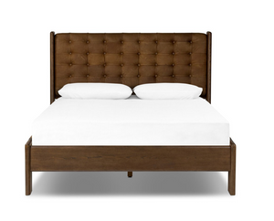 Maren Queen Bed - Solid Ash + Sienna Leather