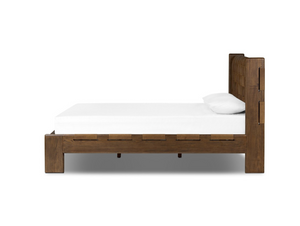 Maren Queen Bed - Solid Ash + Sienna Leather