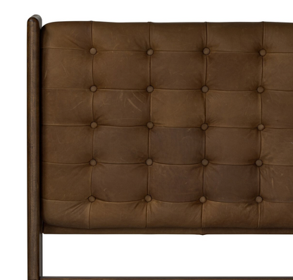 Maren 80" King Bed - Solid Ash + Sienna Leather