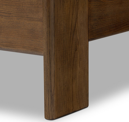 Maren 80" King Bed - Solid Ash + Sienna Leather