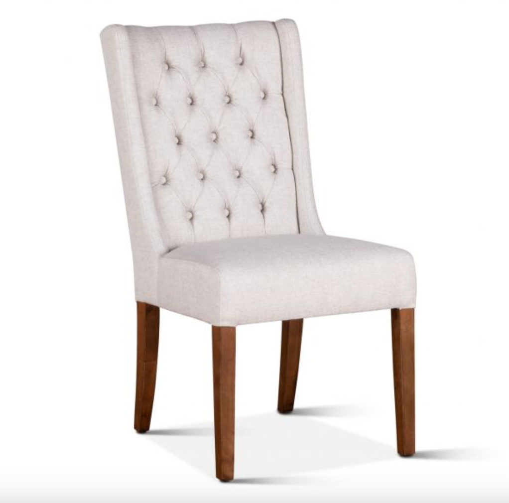 Lana 20" Winged End Chair - White Linen + Natural Teak
