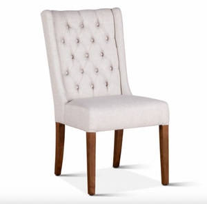 Lana 20" Winged End Chair - Cream Linen + Weathered Teak