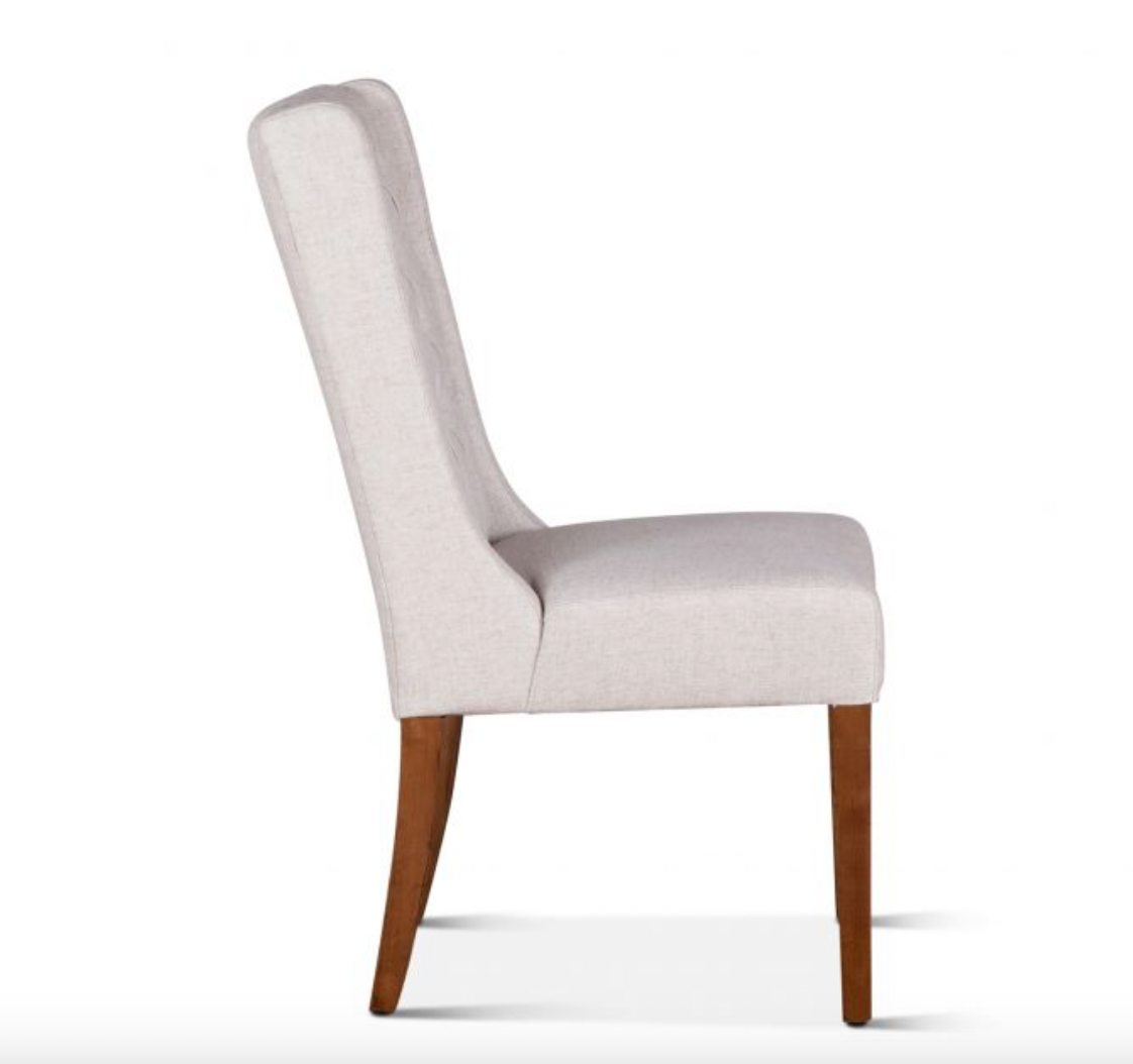 Lana 20" Winged End Chair - White Linen + Natural Teak