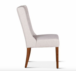 Lana 20" Winged End Chair - Cream Linen + Weathered Teak