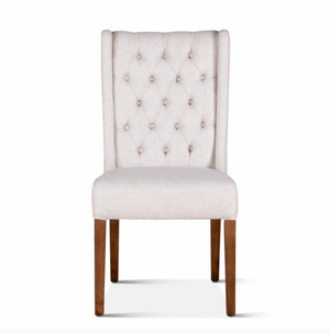 Lana 20" Winged End Chair - Cream Linen + Weathered Teak