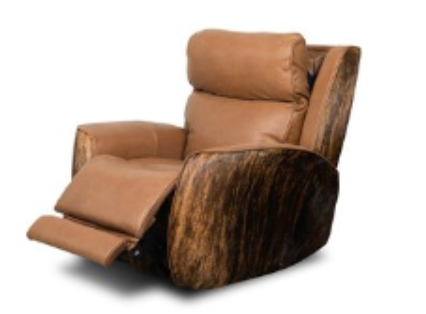 Waco 40" Top Grain Leather Power Motion Reclining Chair - Brindle Hair on Hide + Tan