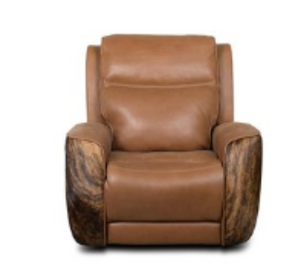 Waco 40" Top Grain Leather Power Motion Reclining Chair - Brindle Hair on Hide + Tan