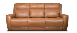 Waco 88" Top Grain Leather Dual Power Motion 3 Cushion Sofa - Tan