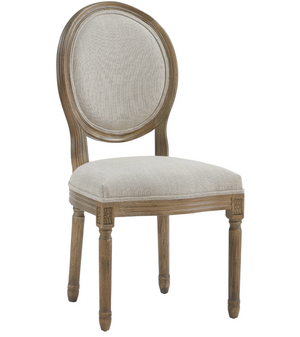 Hartwell Oval Fabric Back Dining Chair - Sand Linen + Driftwood