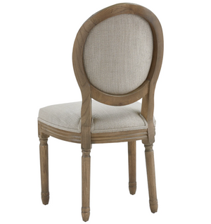 Hartwell Oval Fabric Back Dining Chair - Sand Linen + Driftwood