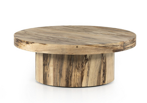 Nolan 40" Round Pedestal Coffee Table - Spalted Primavera