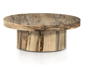 Nolan 40" Round Pedestal Coffee Table - Spalted Primavera