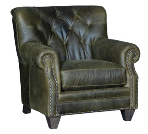 Hoss 37" Tufted Top Grain Leather Club Chair - River Stecco