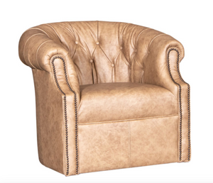 Rockford 36" Tufted Top Grain Leather Swivel Club Chair -  Reserve Sycamore