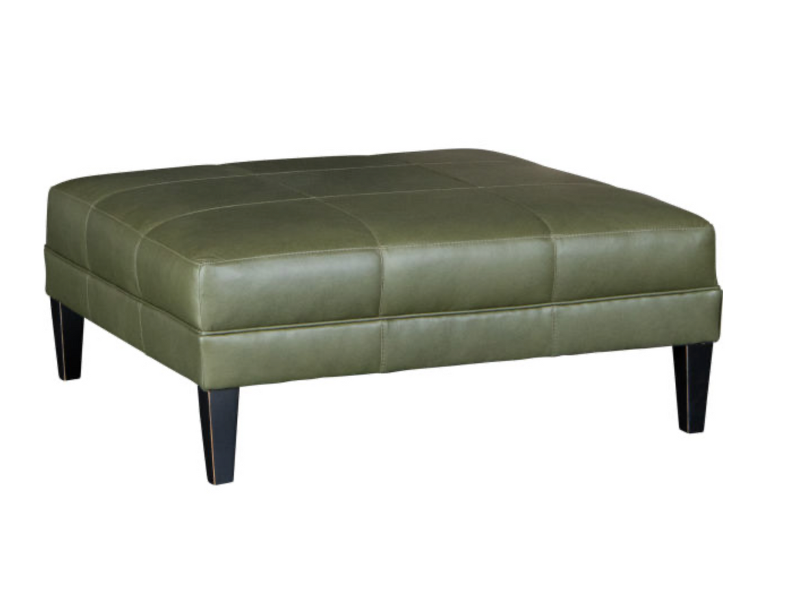 Dalton 42" Square Top Grain Leather Cocktail Ottoman - Wild Bronco + Brass Nailheads