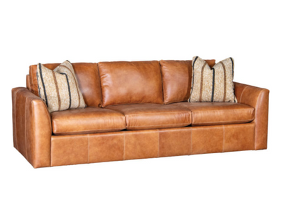 Roark 53" Rolled Arm Oversized Top Grain Leather Chair - Tombstone Antique