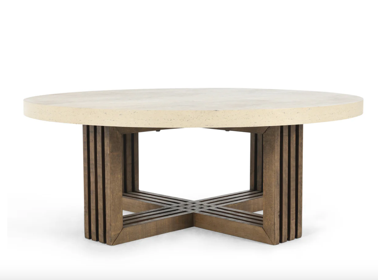 Breckenridge 48" Round Coffee Table - Reclaimed Pine + Cloud Cement